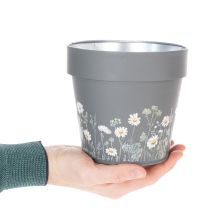 Artikel Bloempot met verfijnd bloemenmotief, praktisch voor op balkon of terras, 15 cm, 3 stuks
