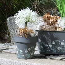 Artikel Bloempot met verfijnd bloemenmotief, praktisch voor op balkon of terras, 15 cm, 3 stuks