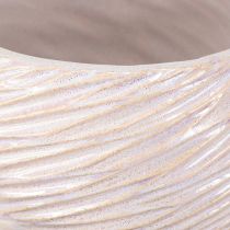 Artikel Keramische plantenbak crème-roze - moderne decoratieve plantenbak met groefpatroon Ø15cm 2 stuks