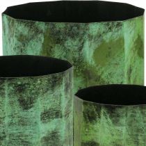 Bloempot groen metaal Ø26cm/20cm/16cm set van 3