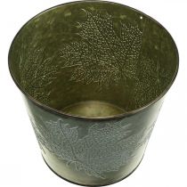 Artikel Bloempot met herfstdecoratie, metalen decoratie, herfstplanter groen Ø18.5cm H17cm