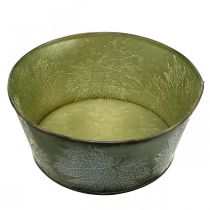 Artikel Plantenschaal met esdoornbladeren, herfstdecoratie, metalen schaal groen Ø25cm H11cm