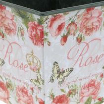 Planter vintage, decoratieve pot, plantenbak rozen H13cm B13.5cm