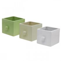 Artikel Plantenbak van keramiek, lade voor beplanting, vierkant, 12×10,5×9,5cm 3 stuks
