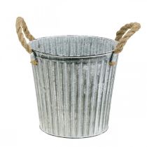 Artikel Sierpot voor opplant, metalen pot met handvatten, metalen decoratie Shabby Chic Ø21.5cm