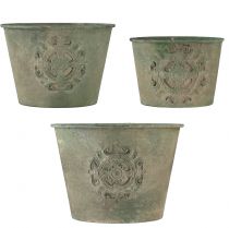 Artikel Bloempot metaal groen vintage Ø22cm–13,5cm set van 3