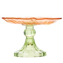 Artikel Decoratief glazen bord met voetje, bloemmotief voor stijlvolle tafeldecoratie en zomerse decoratie, 15 cm
