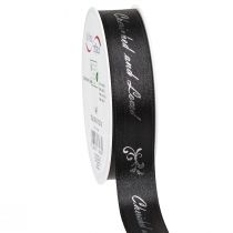 Artikel Rouwlint met de tekst Zwart Zilver Gekoesterd… 25 mm 25 m