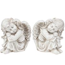 Artikel Treurende engel zittend decoratief figuur crème 6,5×5×7,5cm 2 stuks