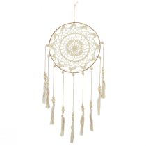 Dromenvanger macramé wanddecoratie crème Ø22cm H54cm