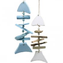 Drijfhout vis maritieme decoratie om op te hangen 30cm set van 2 stuks