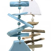 Drijfhout vis maritieme decoratie om op te hangen 30cm set van 2 stuks