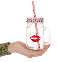 Artikel Drinkglas met deksel en handvat Ø7cm H13,5cm