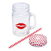 Artikel Drinkglas met deksel en handvat Ø7cm H13.5cm