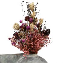 Artikel Droogbloemen paarse klaver strobloemen vlas dille 35cm 150g