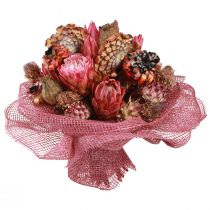 Artikel Droogbloemenmix roze protea artisjok klaproos 38cm 580g