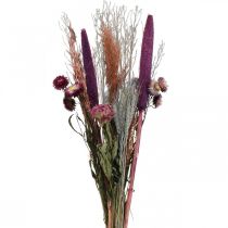 Artikel Droogbloemen Boeket roze weidebloemen en granen 70-75cm
