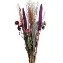 Artikel Droogbloemen Boeket roze weidebloemen en granen 70-75cm