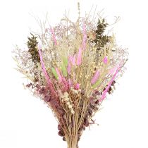 Artikel Droogbloemenboeket roze groen Lagurus eucalyptus 150g