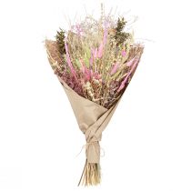 Artikel Droogbloemenboeket roze groen Lagurus eucalyptus 150g
