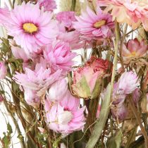 Artikel Gedroogde bloemenboeket Roze Strobloemen Lagurus Tarwe 55cm