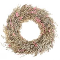 Droogkrans haver phalaris krans naturel roze Ø44cm
