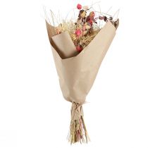 Artikel Gedroogd bloemenboeket Boho stijl Aardbeiendistel &amp; Korenbloem in gebleekt rood, levensecht 150g
