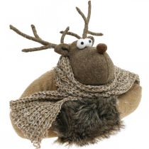 Deurstopper rendier met sjaal adventsdecoratie bruin H19cm