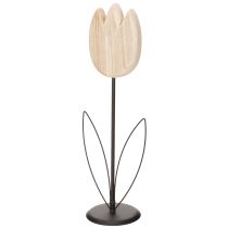 Artikel Decoratief houten tulpbeeldje op een voetstuk voor lenteaccenten, 47,5 cm