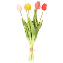 Artikel Kunstmatig tulpenboeket, kleurrijk, realistische decoratie, hoge kwaliteit voor thuis, 43 cm, 7 stuks