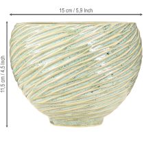 Artikel Plantenbak decoratieve schaal keramiek in groen Ø15cm H11cm 2st