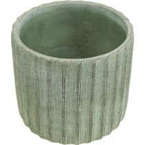 Plantenbak Keramiek Groen Retro Gestreept Ø16.5cm H14.5cm