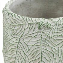 Plantenbak keramiek groen wit grijs dennentakken Ø12cm H17.5cm