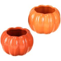Artikel Plantenbak keramiek pompoen plantenpot oranje Ø9,5cm H6,5cm 4 stuks