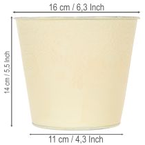 Artikel Metalen plantenbak, pastelgeel, Ø16cm H14cm