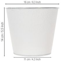 Artikel Metalen plantenbak, pastelwit, Ø16cm H14cm