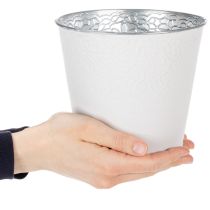 Artikel Metalen plantenbak, pastelwit, Ø16cm H14cm