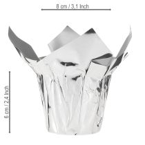 Artikel Plantenbak zilver glans geschenkverpakking Ø5,5cm H6cm 8 stuks