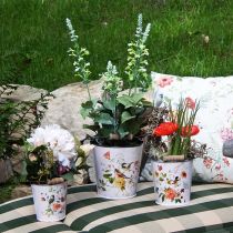 Artikel Plantenbak metaal met handvat Ø14/11,5/9,5cm set van 3