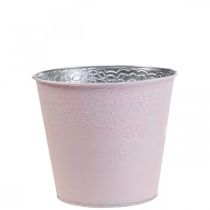 Bloempot metaal bloempot pastelroze Ø12cm