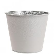 Plantenbak metalen plantenbak pastel wit Ø13,5cm H12,5cm