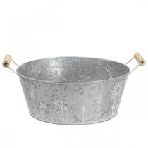 Plantenbak metalen sierschaal bloemen handvat Ø24,5cm H10cm