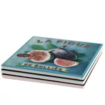 Artikel Onderzetters keramiek motief fruit vintage 15x15cm 3st