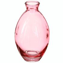 Artikel Vaas bolvormig mini vaasjes glas getint roze Ø7cm H12cm 6 stuks