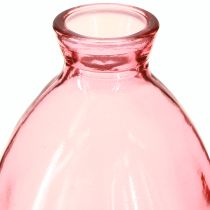 Artikel Vaas bolvormig mini vaasjes glas getint roze Ø7cm H12cm 6 stuks