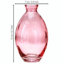 Artikel Bolvormige vaas, minivaasjes, getint roze glas, Ø7cm, H12cm, 6 stuks