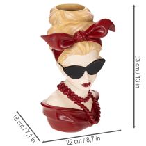Artikel Vaas in de vorm van een vrouwenhoofd met zonnebril en parelketting, 30 cm