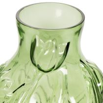 Artikel Glazen vaas met reliëf van een tulp voor interieurdecoratie, 22,5 cm