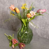 Artikel Glazen vaas met reliëf van een tulp voor interieurdecoratie, 22,5 cm
