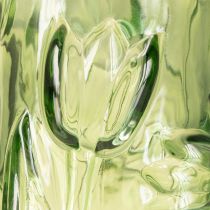 Artikel Glazen vaas met reliëf van een tulp voor een harmonieuze kamerinrichting, 30 cm.